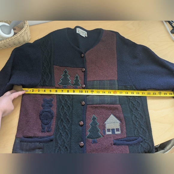 VINTAGE 1990 Women Sweater Made In Hong Kong Size M 100% Wool Winter Vibes - Picture 10 of 11